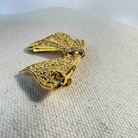 AAI Vintage Gold-Tone Textured Bow Brooch Pin MCM Mid-Century - Picture 6 of 9